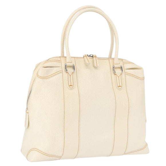 FENDI Hand Bag Patent leather White Silver Auth bs32564