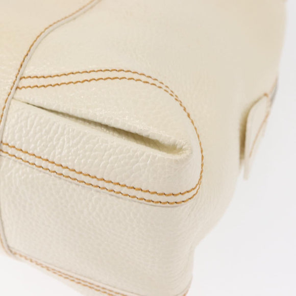 FENDI Hand Bag Patent leather White Silver Auth bs32564