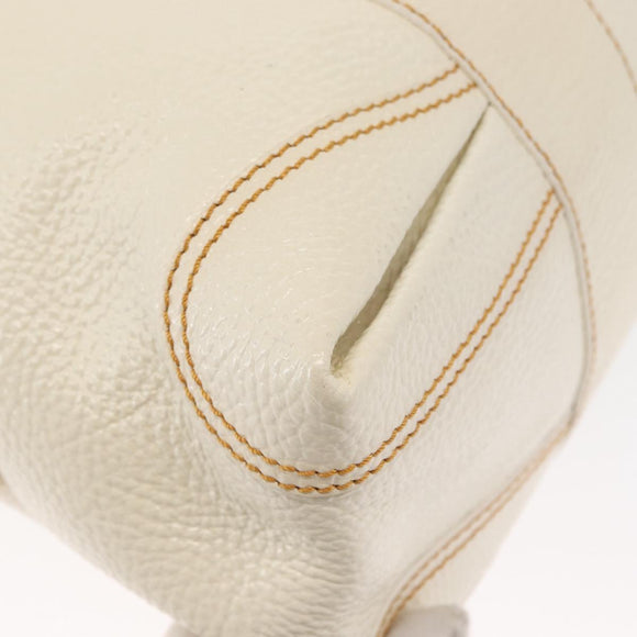 FENDI Hand Bag Patent leather White Silver Auth bs32564