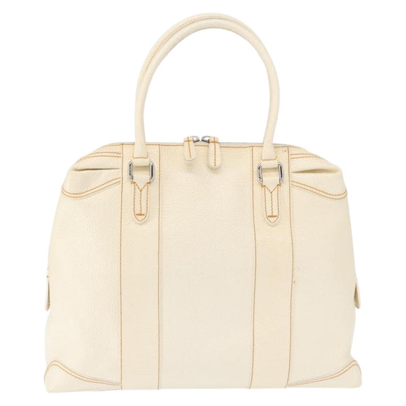 FENDI Hand Bag Patent leather White Silver Auth bs32564
