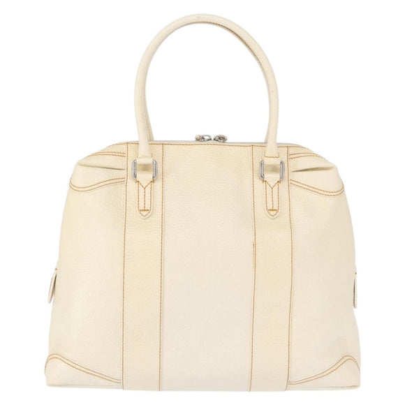 FENDI Hand Bag Patent leather White Silver Auth bs32564