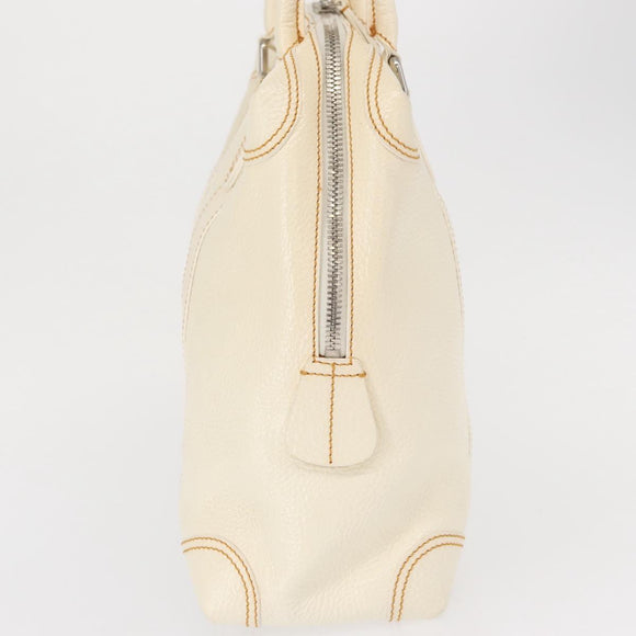 FENDI Hand Bag Patent leather White Silver Auth bs32564