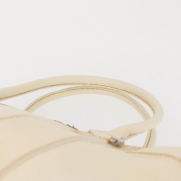 FENDI Hand Bag Patent leather White Silver Auth bs32564