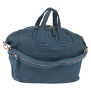 GIVENCHY Hand Bag Leather 2way Blue Silver Auth bs32565-1