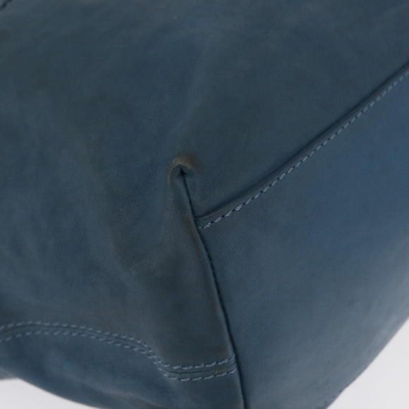 GIVENCHY Hand Bag Leather 2way Blue Silver Auth bs32565