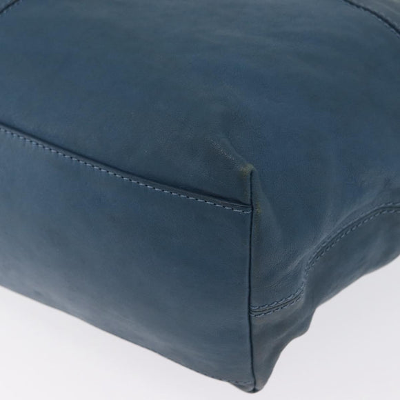 GIVENCHY Hand Bag Leather 2way Blue Silver Auth bs32565