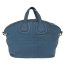 GIVENCHY Hand Bag Leather 2way Blue Silver Auth bs32565-2