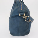GIVENCHY Hand Bag Leather 2way Blue Silver Auth bs32565-3