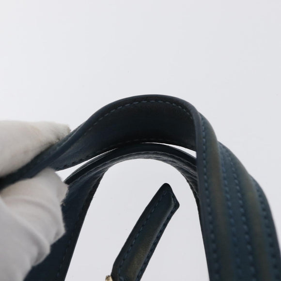 GIVENCHY Hand Bag Leather 2way Blue Silver Auth bs32565