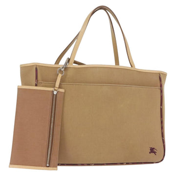 BURBERRY Blue Label Tote Bag Canvas Beige Auth bs32566