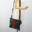 GUCCI GG Implementation Web Sherry Line Bag Black Silver Red 269379 Auth bs32569-25