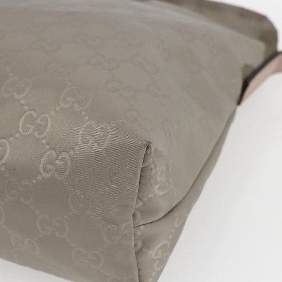 GUCCI GG Canvas Shoulder Bag Nylon Khaki Silver 314529 Auth bs32570