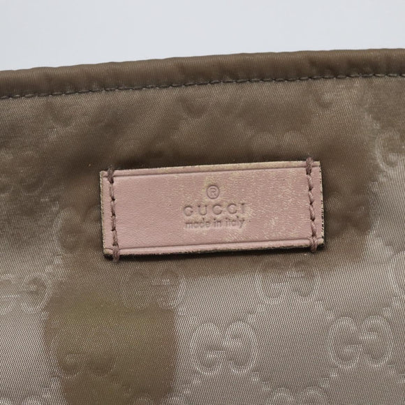 GUCCI GG Canvas Shoulder Bag Nylon Khaki Silver 314529 Auth bs32570