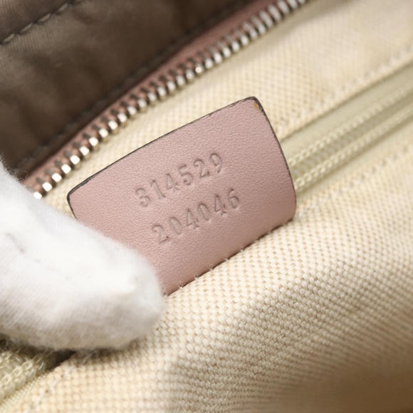 GUCCI GG Canvas Shoulder Bag Nylon Khaki Silver 314529 Auth bs32570