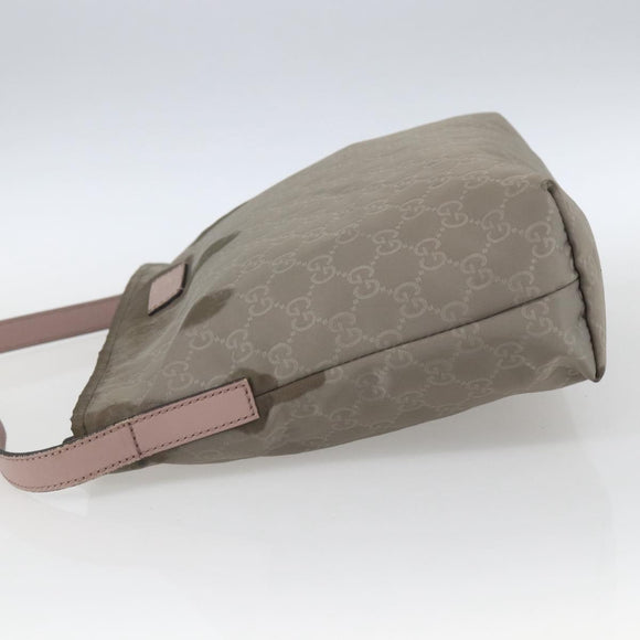 GUCCI GG Canvas Shoulder Bag Nylon Khaki Silver 314529 Auth bs32570