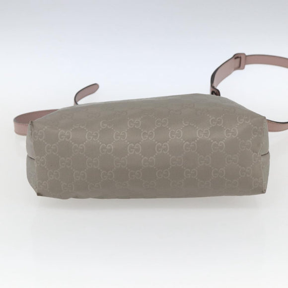 GUCCI GG Canvas Shoulder Bag Nylon Khaki Silver 314529 Auth bs32570