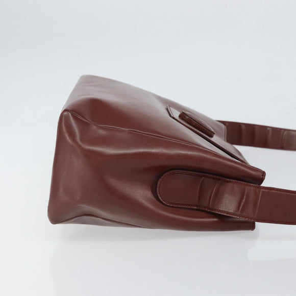 CARTIER Must Line Shoulder Bag Leather Bordeaux Gold Auth bs32574