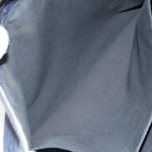 BALENCIAGA Classic Clip L Clutch Bag Leather Navy Silver 273023 Auth bs32576