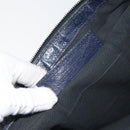 BALENCIAGA Classic Clip L Clutch Bag Leather Navy Silver 273023 Auth bs32576-12