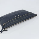 BALENCIAGA Classic Clip L Clutch Bag Leather Navy Silver 273023 Auth bs32576-5