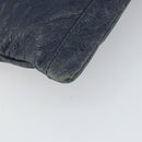 BALENCIAGA Classic Clip L Clutch Bag Leather Navy Silver 273023 Auth bs32576-14