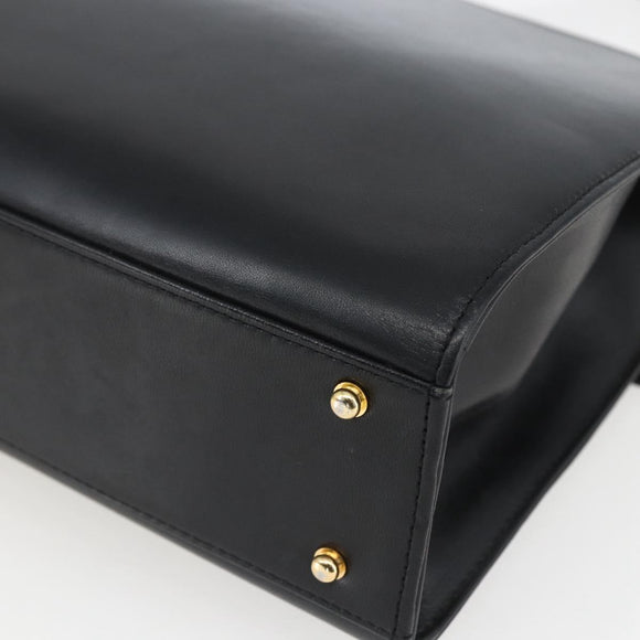 GIVENCHY Hand Bag Leather Black gold Auth bs32578