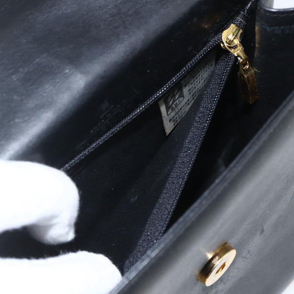 GIVENCHY Hand Bag Leather Black gold Auth bs32578