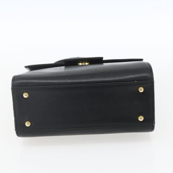 GIVENCHY Hand Bag Leather Black gold Auth bs32578