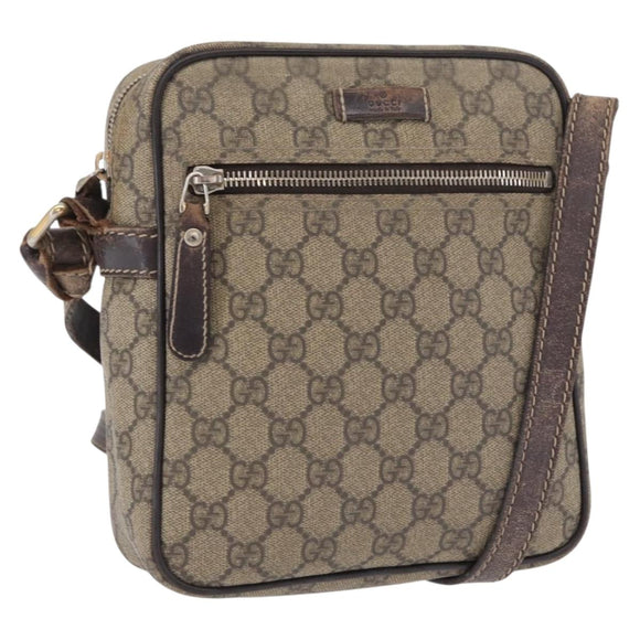 GUCCI GG Supreme Shoulder Bag PVC Beige Gold 233268 Auth bs32580
