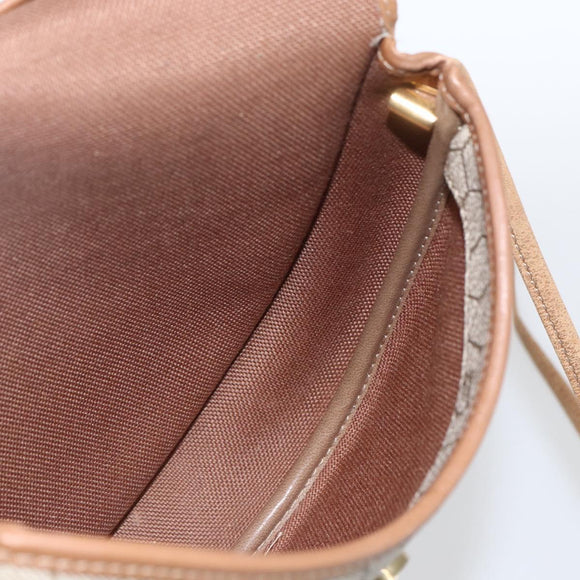 Christian Dior Honeycomb Canvas Shoulder Bag PVC Beige Gold Auth bs32581
