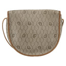 Christian Dior Honeycomb Canvas Shoulder Bag PVC Beige Gold Auth bs32581-3