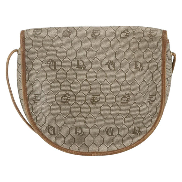 Christian Dior Honeycomb Canvas Shoulder Bag PVC Beige Gold Auth bs32581