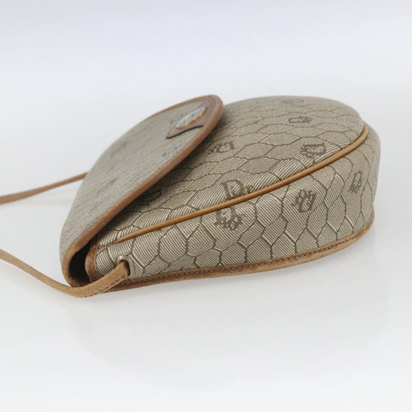 Christian Dior Honeycomb Canvas Shoulder Bag PVC Beige Gold Auth bs32581