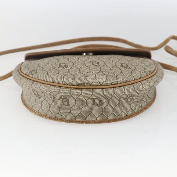 Christian Dior Honeycomb Canvas Shoulder Bag PVC Beige Gold Auth bs32581