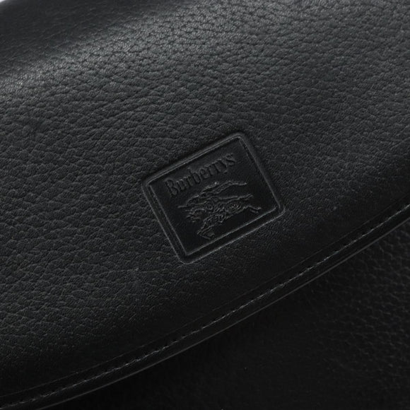 Burberrys Shoulder Bag Leather Black Gold Auth bs32582