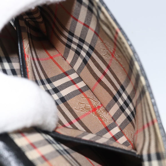 Burberrys Shoulder Bag Leather Black Gold Auth bs32582