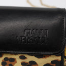 Gianni Versace Chain Shoulder Bag PVC Canvas Yellow Black gold Auth bs32584-18