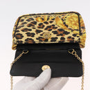 Gianni Versace Chain Shoulder Bag PVC Canvas Yellow Black gold Auth bs32584-9