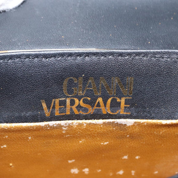 Gianni Versace Chain Shoulder Bag PVC Canvas Yellow Black gold Auth bs32584