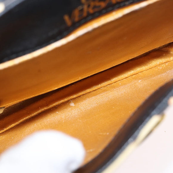 Gianni Versace Chain Shoulder Bag PVC Canvas Yellow Black gold Auth bs32584