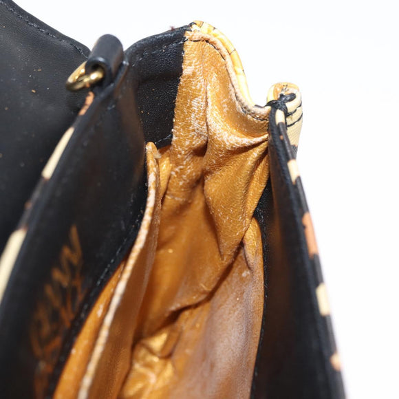 Gianni Versace Chain Shoulder Bag PVC Canvas Yellow Black gold Auth bs32584