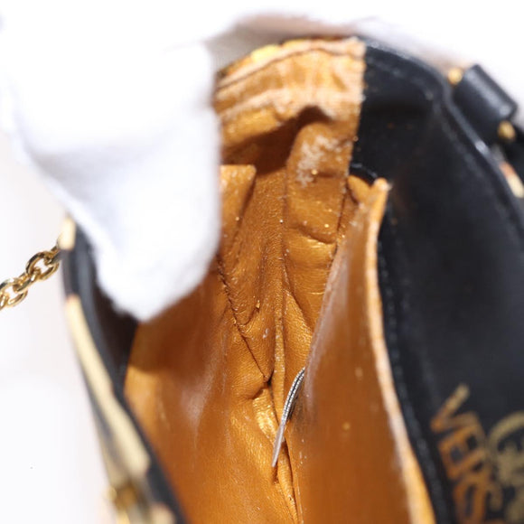 Gianni Versace Chain Shoulder Bag PVC Canvas Yellow Black gold Auth bs32584