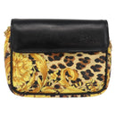 Gianni Versace Chain Shoulder Bag PVC Canvas Yellow Black gold Auth bs32584-13