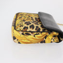 Gianni Versace Chain Shoulder Bag PVC Canvas Yellow Black gold Auth bs32584-3