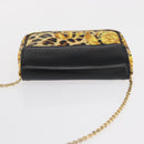 Gianni Versace Chain Shoulder Bag PVC Canvas Yellow Black gold Auth bs32584-6