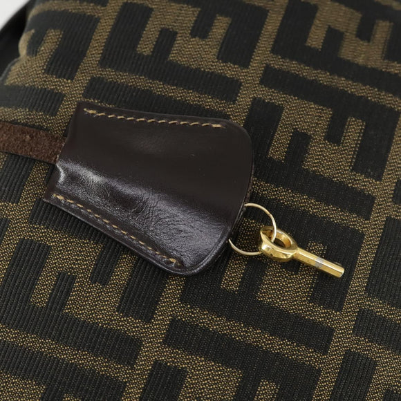 FENDI Zucca Canvas Hand Bag Black Brown Auth bs32586
