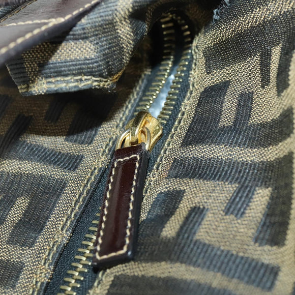 FENDI Zucca Canvas Hand Bag Black Brown Auth bs32586