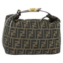FENDI Zucca Canvas Hand Bag Black Brown Auth bs32586-1