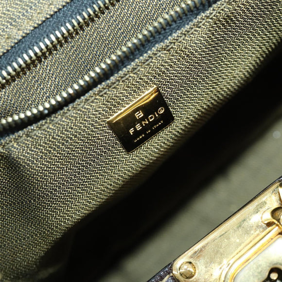 FENDI Zucca Canvas Hand Bag Black Brown Auth bs32586