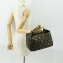 FENDI Zucca Canvas Hand Bag Black Brown Auth bs32586-24